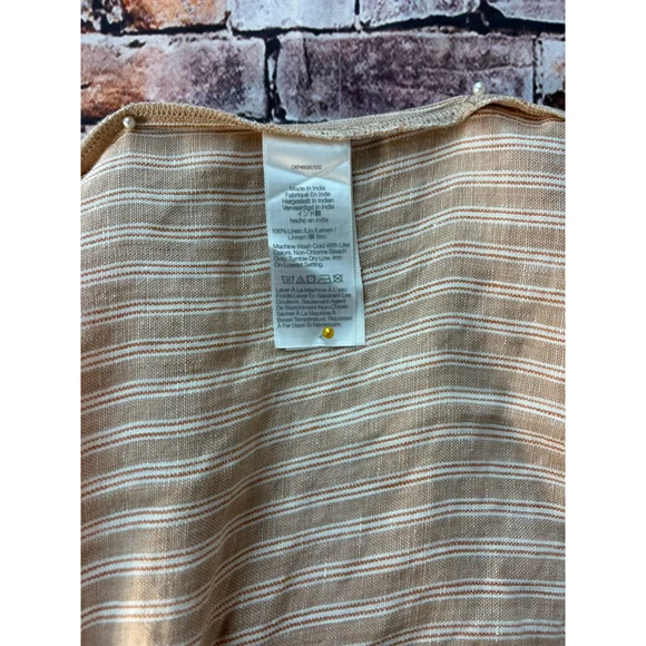 Madewell Refined Linen Top with Open back in rust and white stripe Size 12 - Picture 11 of 15